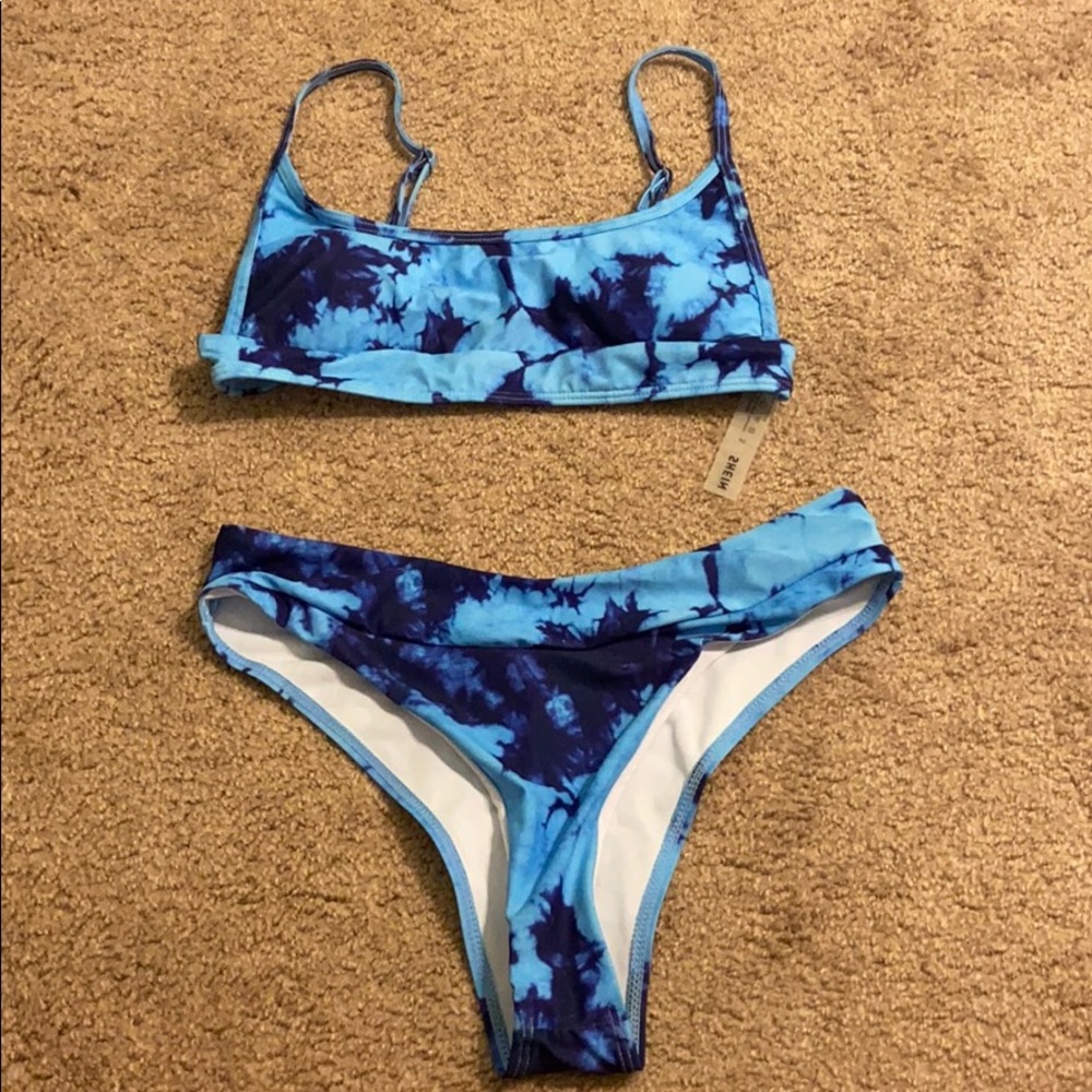 Shein blue tie dye bikini